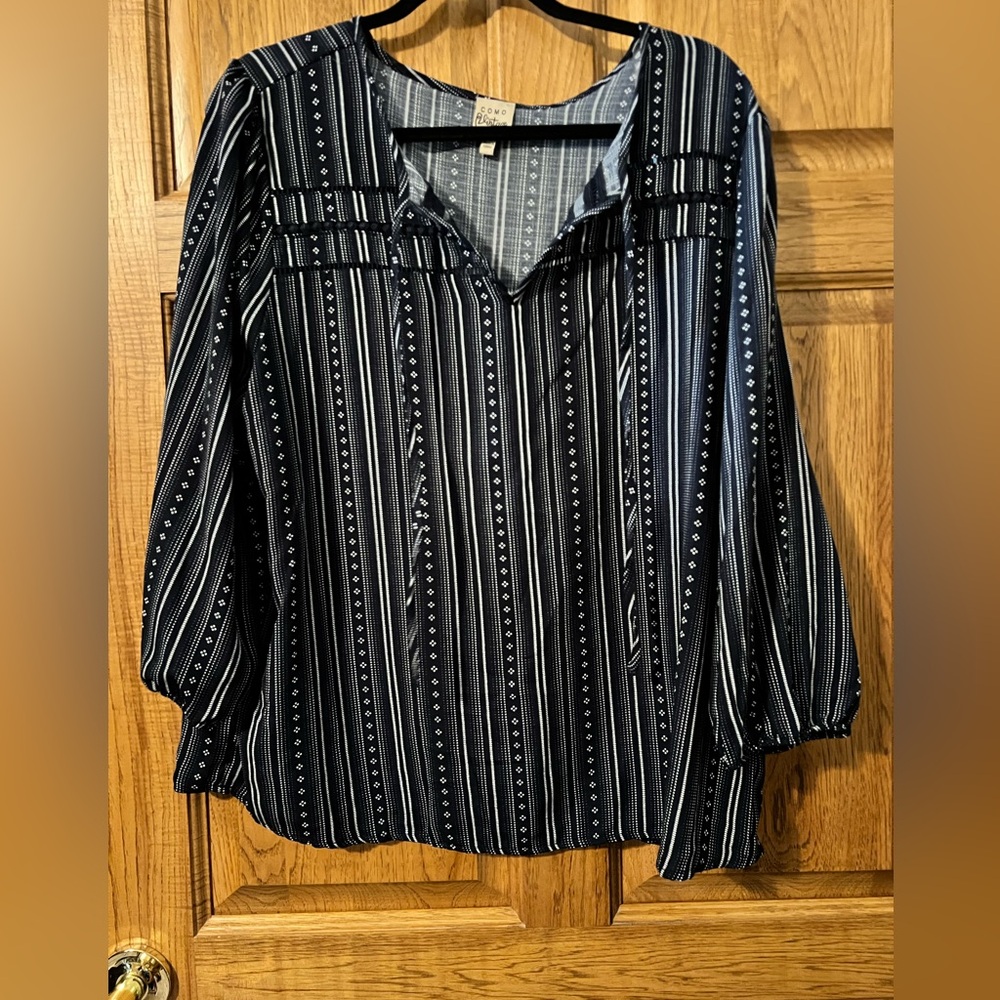 COMO Vintage Women’s 3/4 elastic cuff blouse size XL